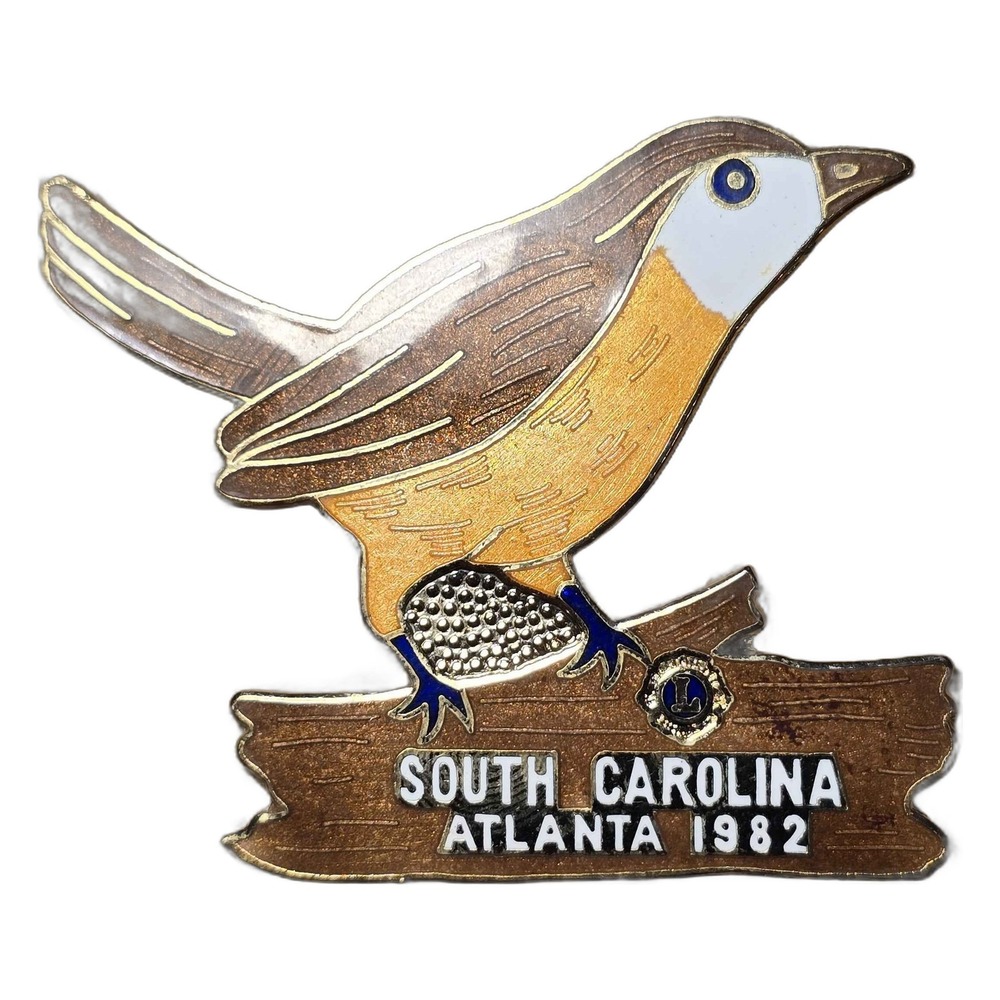 Lions Club South Carolina Atlanta 1982 Bird Logo Enamel Lapel Hat Vest Pin JBX1